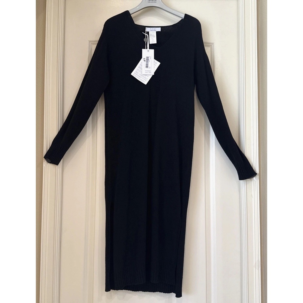 NWT KAOS Maxi Dress Size S Angora Wool Cashmere Blend V‎ Neck Italy Career Party